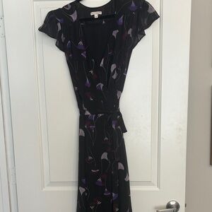 Elegant Black and Purple Floral Dress